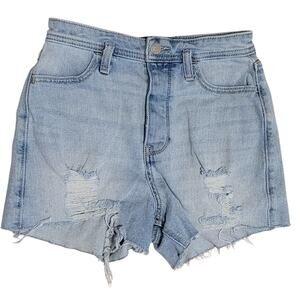 Hollister Womens High-Rise Button Fly Mom Distressed Stretch Denim Shorts Size 1
